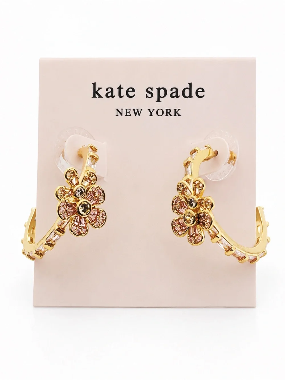 Kate Spade Fleurette Hoops in gold.
